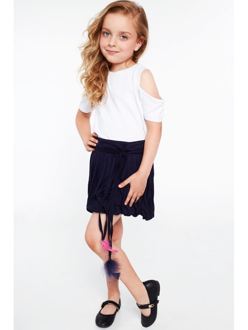 Girls\' skirt with feathers, navy blue NDZ5446 - Online store - Boutique